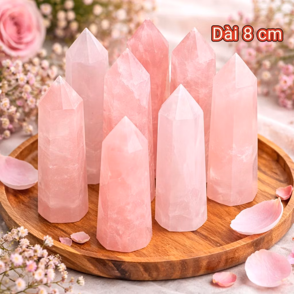 Đá thanh tẩy Tarot hình trụ hồng